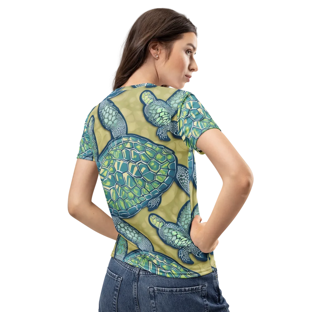 Sea Glass Tortoises on Women's Crew Neck T-Shirt — Back