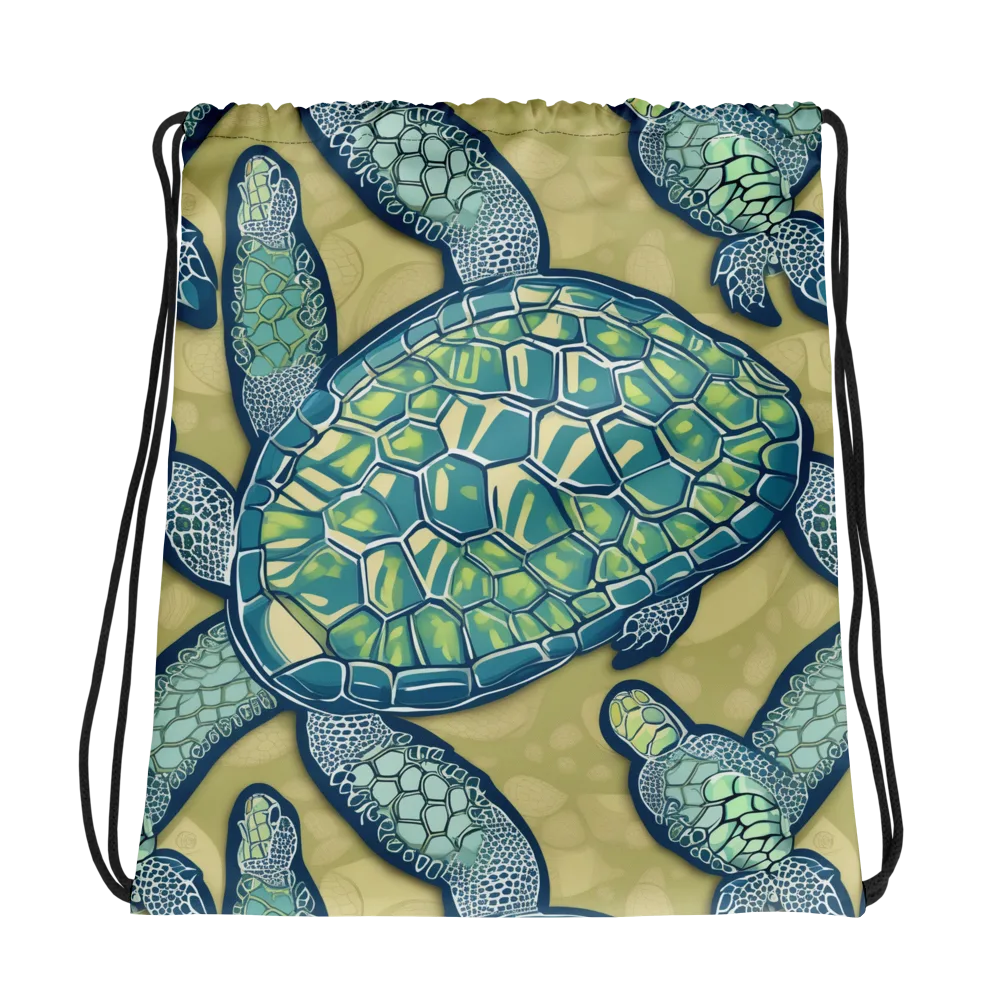 Sea Glass Tortoises on Drawstring Bag — Photo
