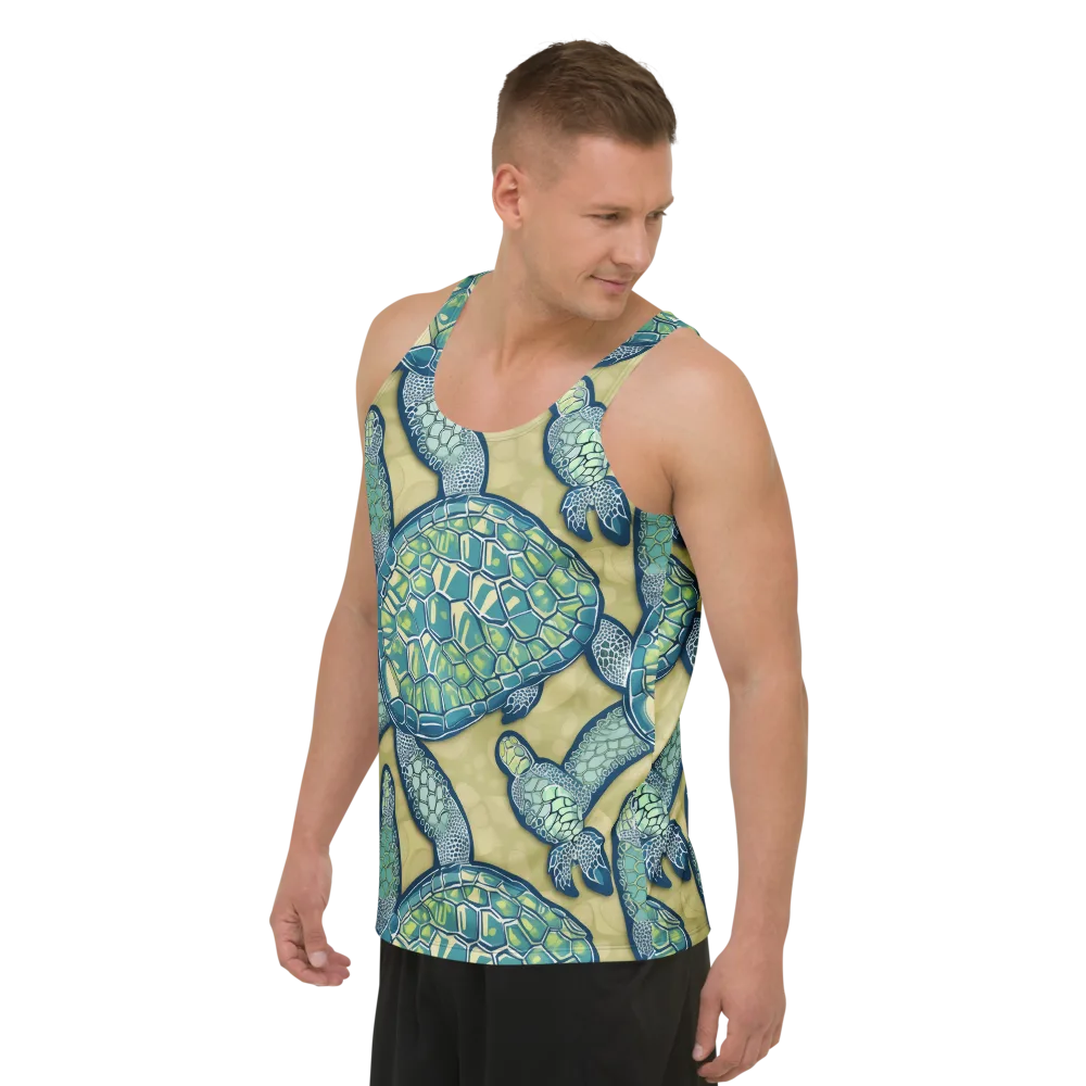Sea Glass Tortoises on Men's Tank Top — Left Front