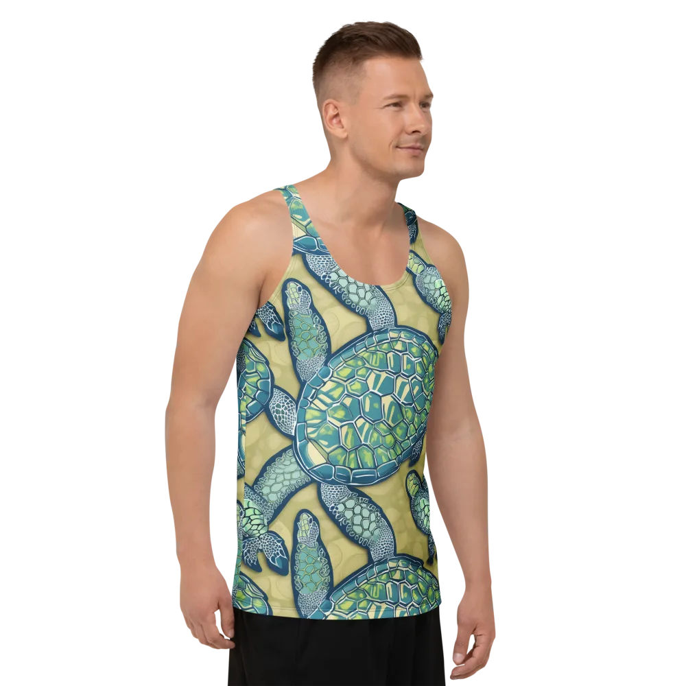 Sea Glass Tortoises on Men's Tank Top — Right Front