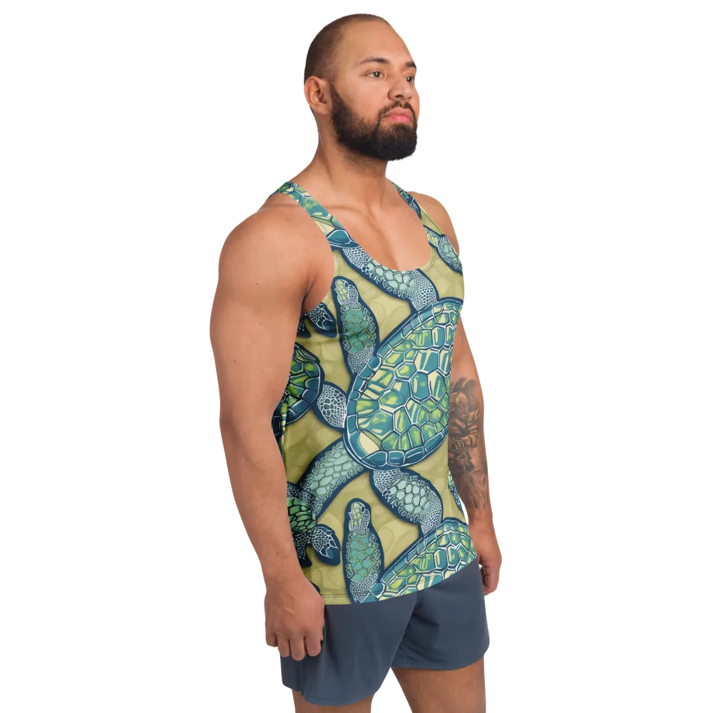 Sea Glass Tortoises on Men's Tank Top — Right Front