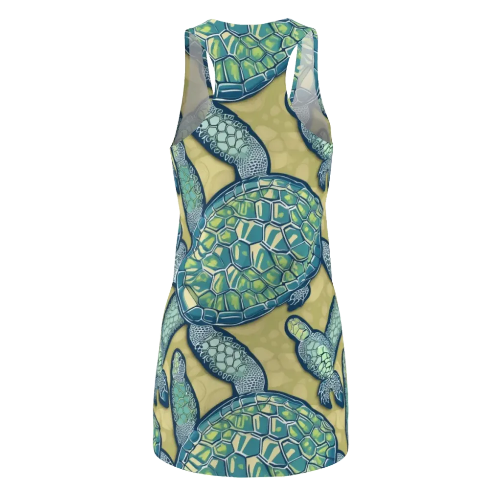 Sea Glass Tortoises on Racerback Dress — Back