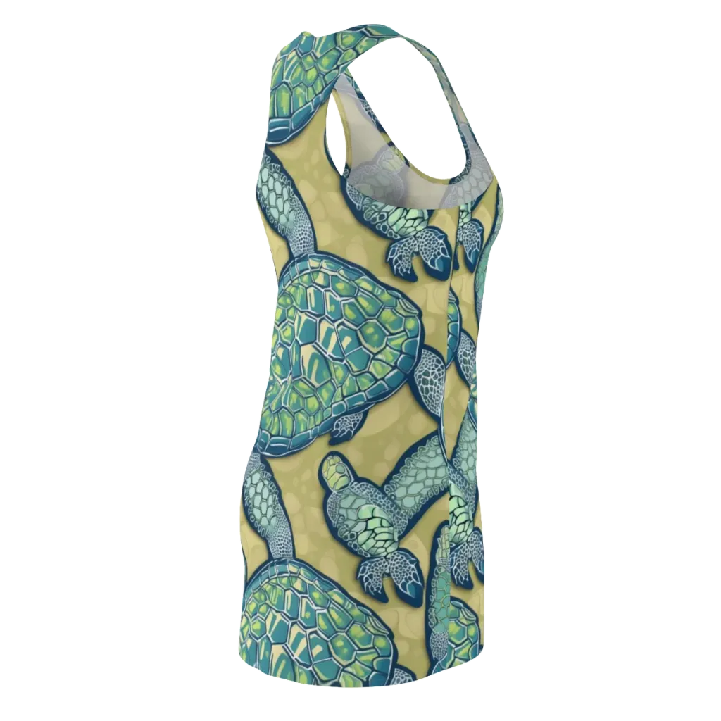 Sea Glass Tortoises on Racerback Dress — Back Side