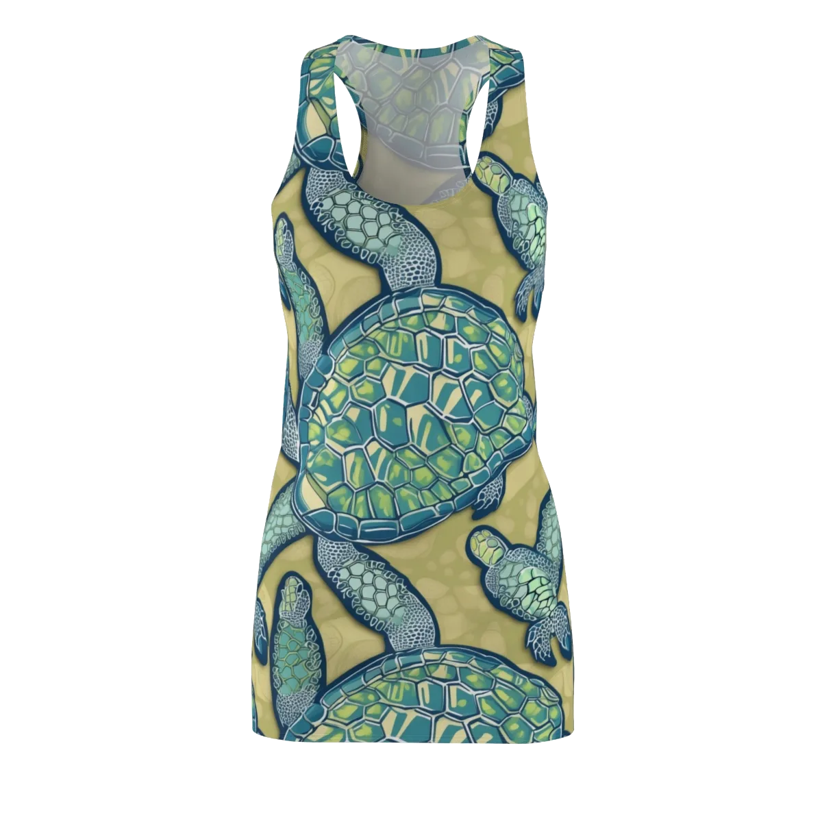 Sea Glass Tortoises on Racerback Dress — Front