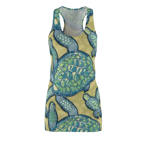Sea Glass Tortoises on a Racerback Dress