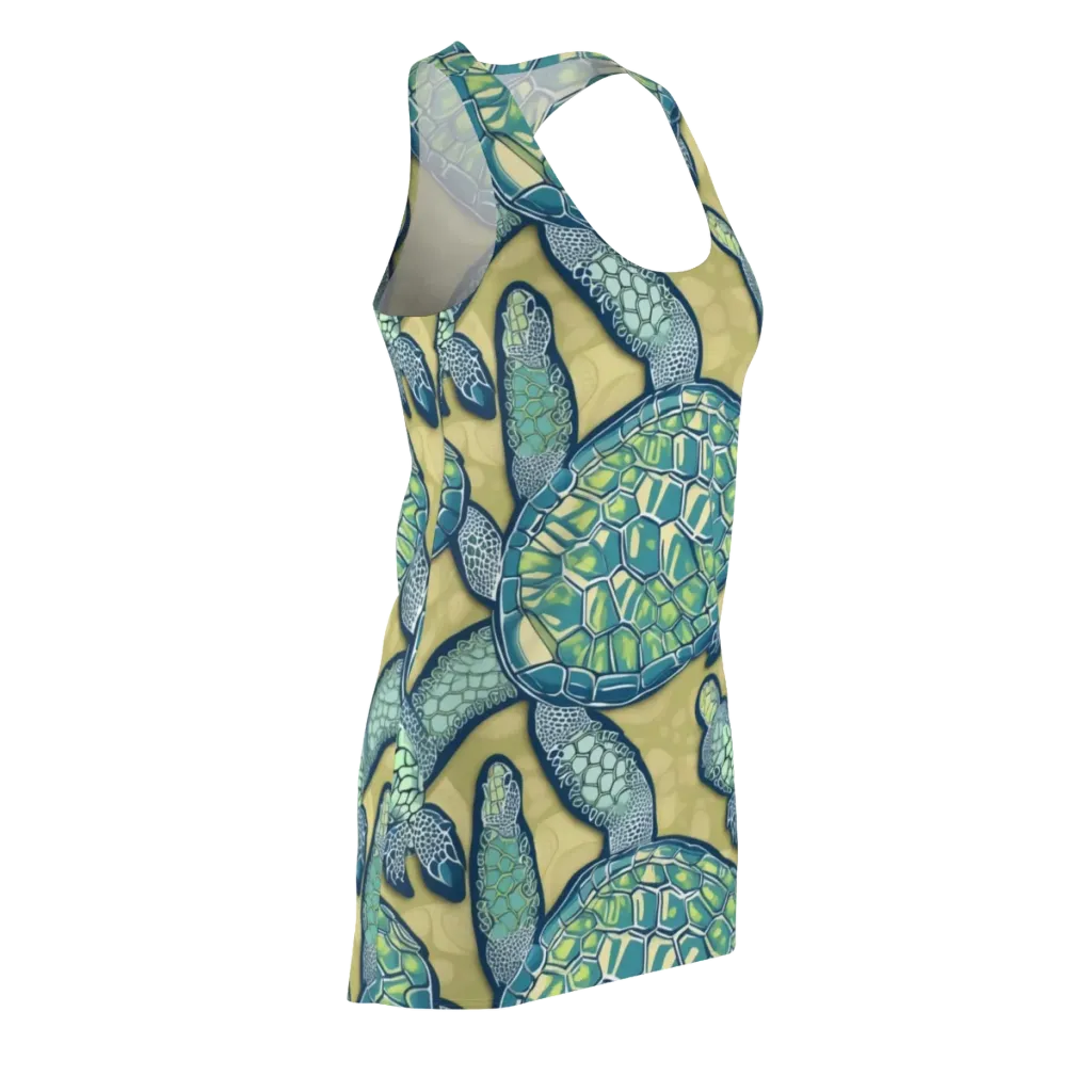 Sea Glass Tortoises on Racerback Dress — Front Side