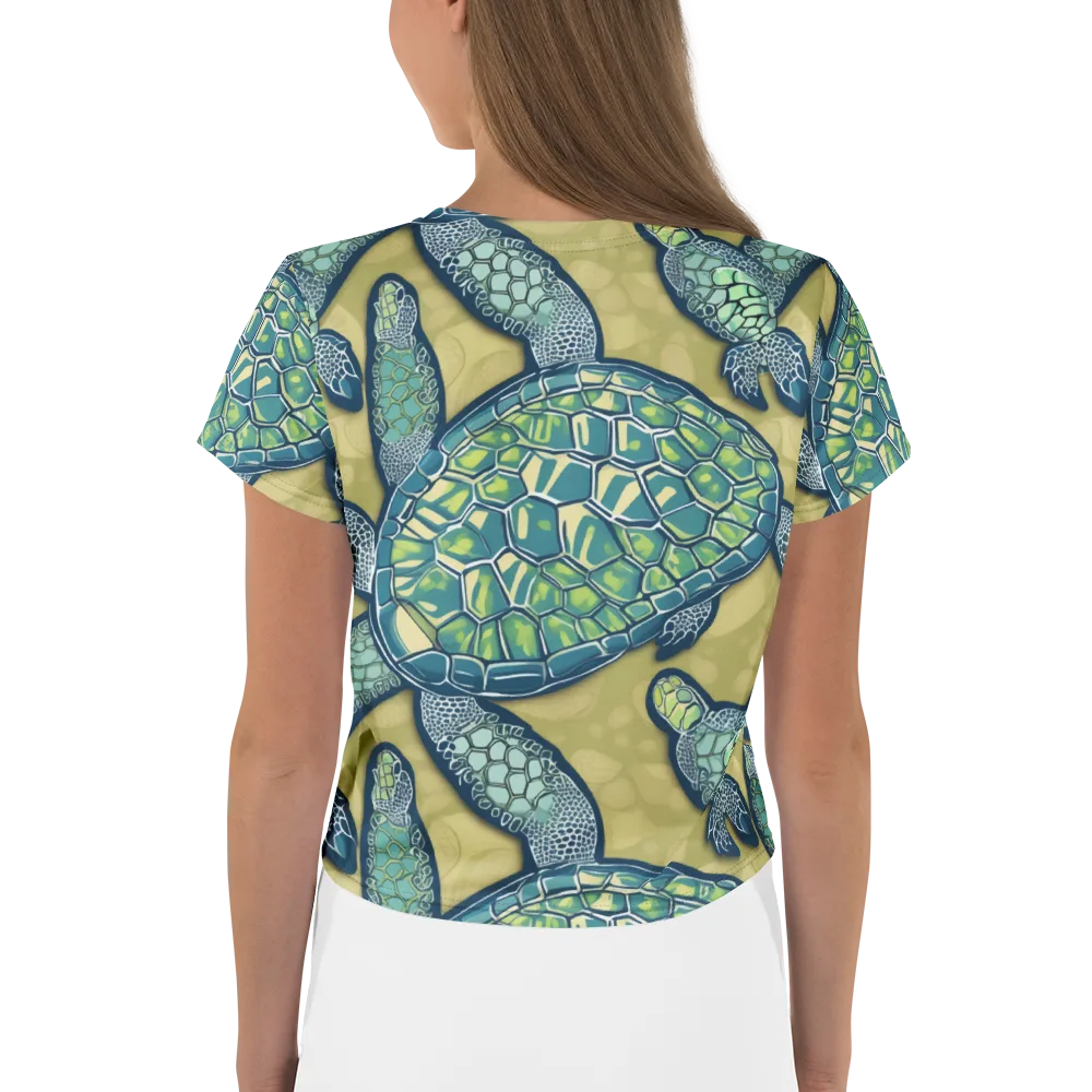 Sea Glass Tortoises on Crop Tee — Back