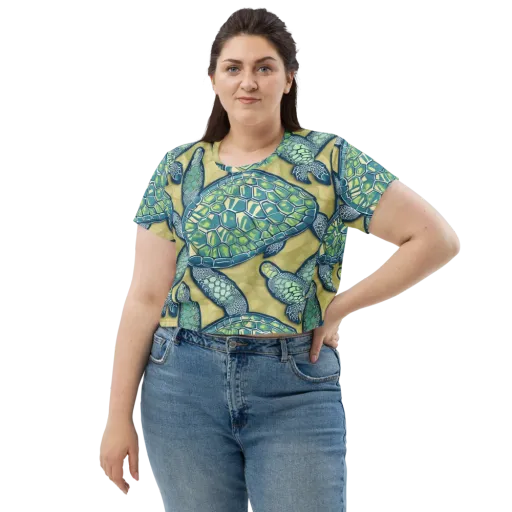 Sea Glass Tortoises on a Crop Tee