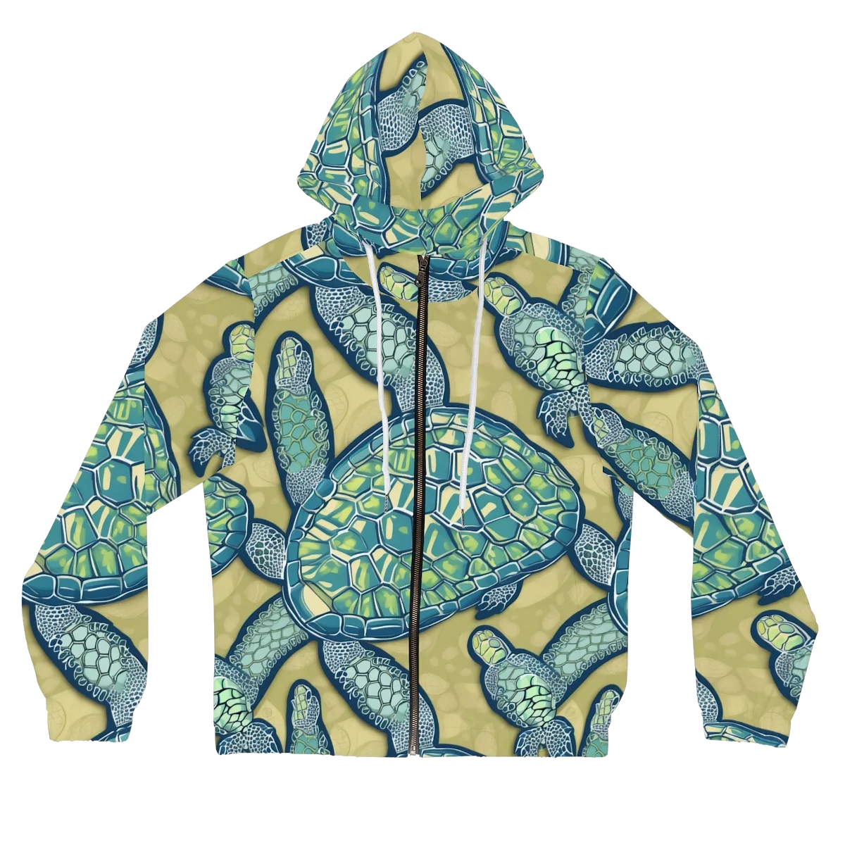 Sea Glass Tortoises on Women's Full-Zip Hoodie — Front