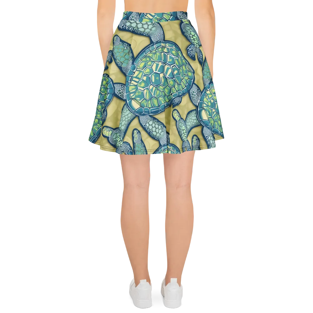 Sea Glass Tortoises on Skater Skirt — Back