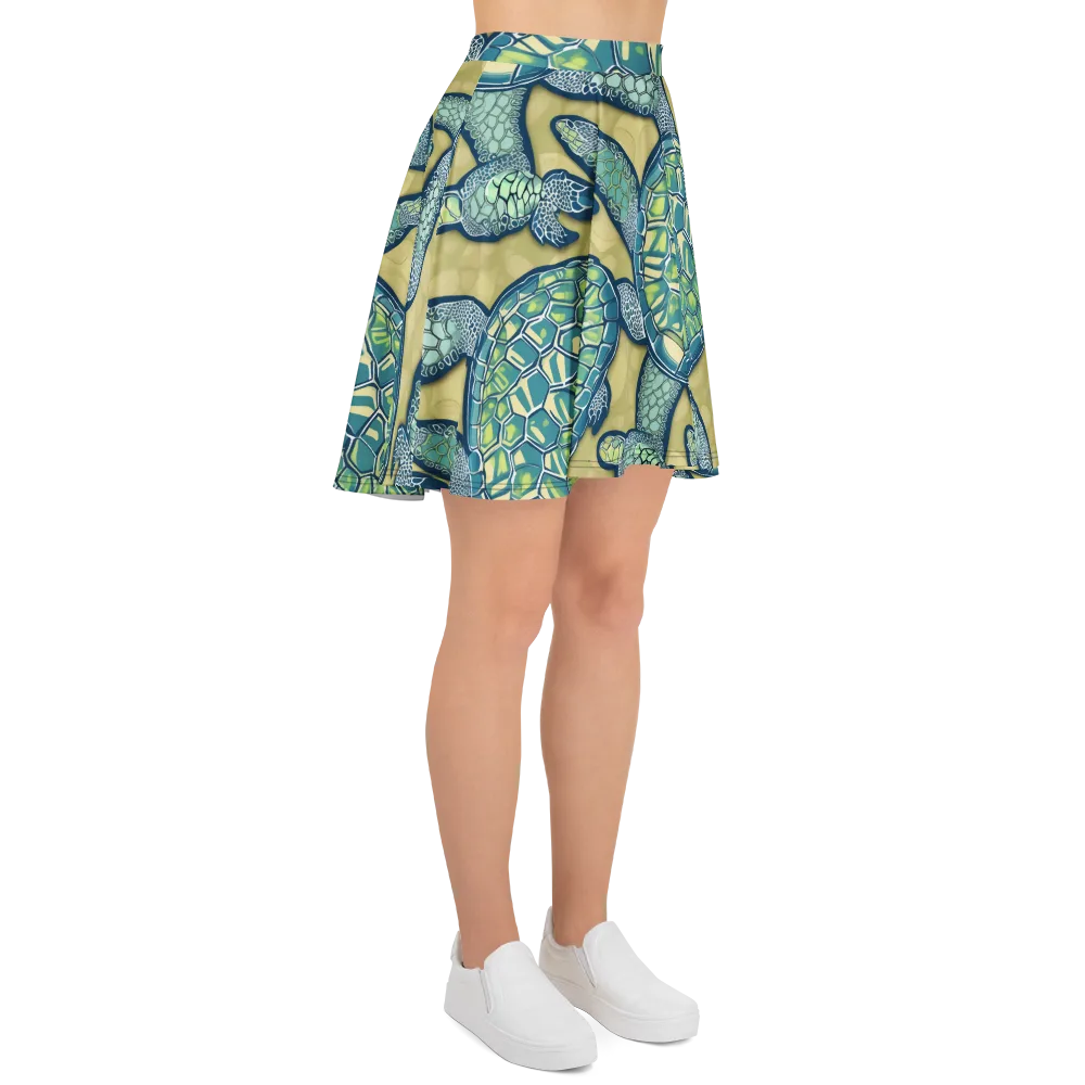 Sea Glass Tortoises on Skater Skirt — Right