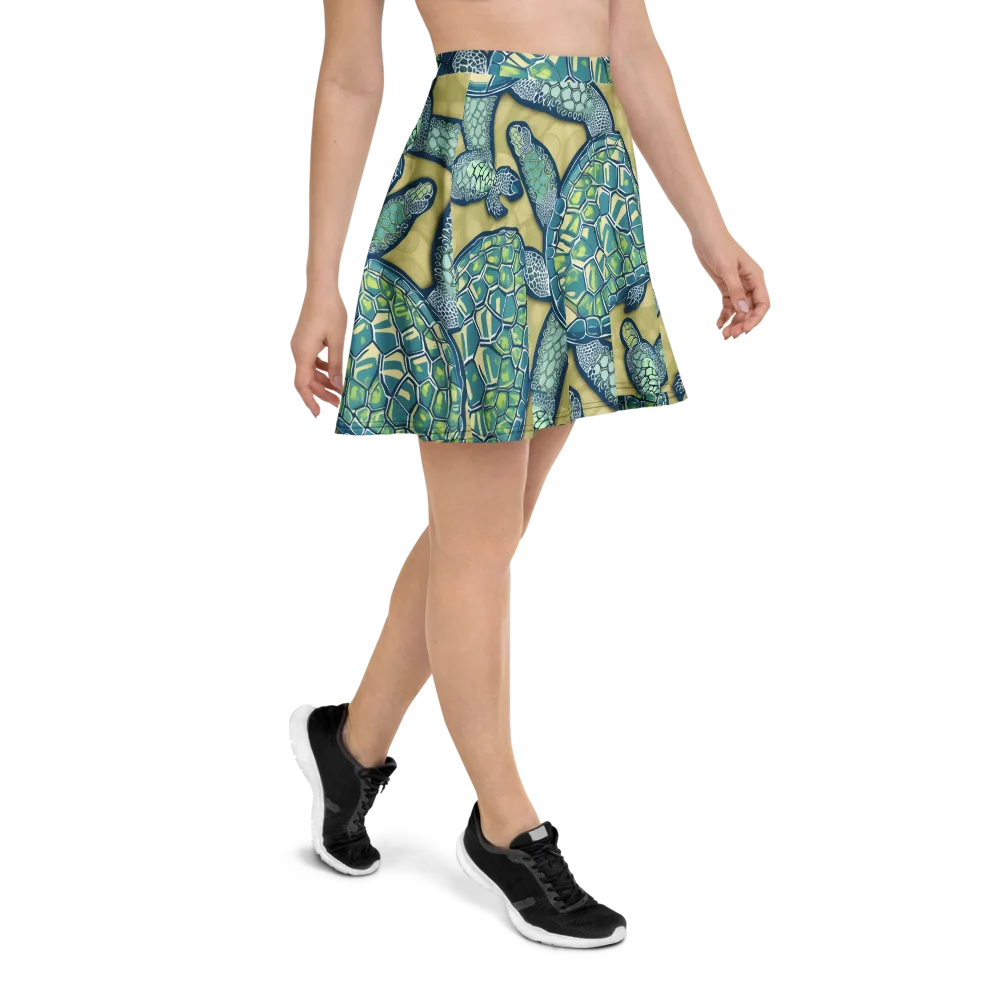 Sea Glass Tortoises on Skater Skirt — Right