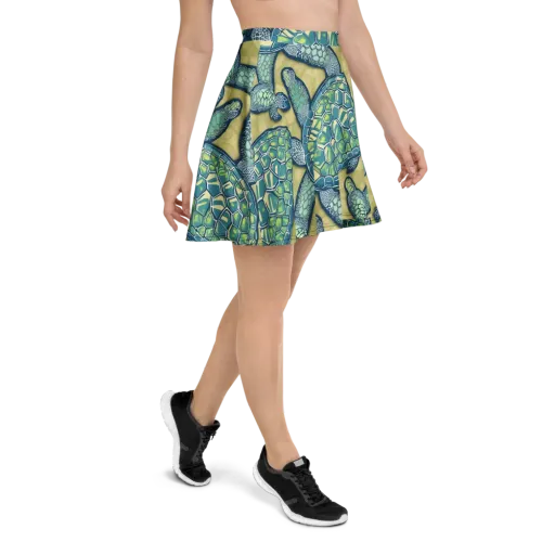 Sea Glass Tortoises on a Skater Skirt