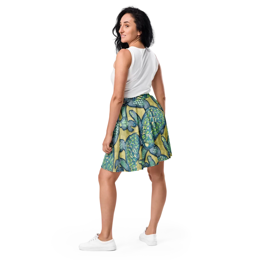 Sea Glass Tortoises on Skater Skirt — Back