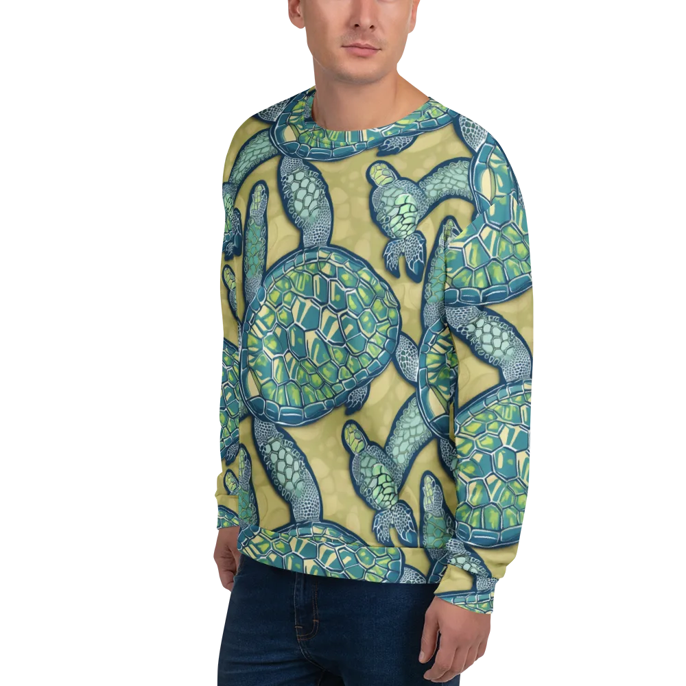 Sea Glass Tortoises on Sweatshirt — Left Front