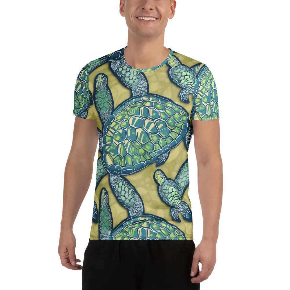 Sea Glass Tortoises on Men's Athletic T-Shirt — Front