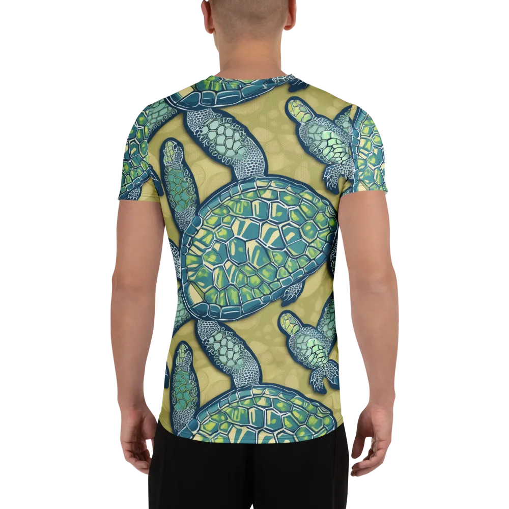 Sea Glass Tortoises on Men's Athletic T-Shirt — Back