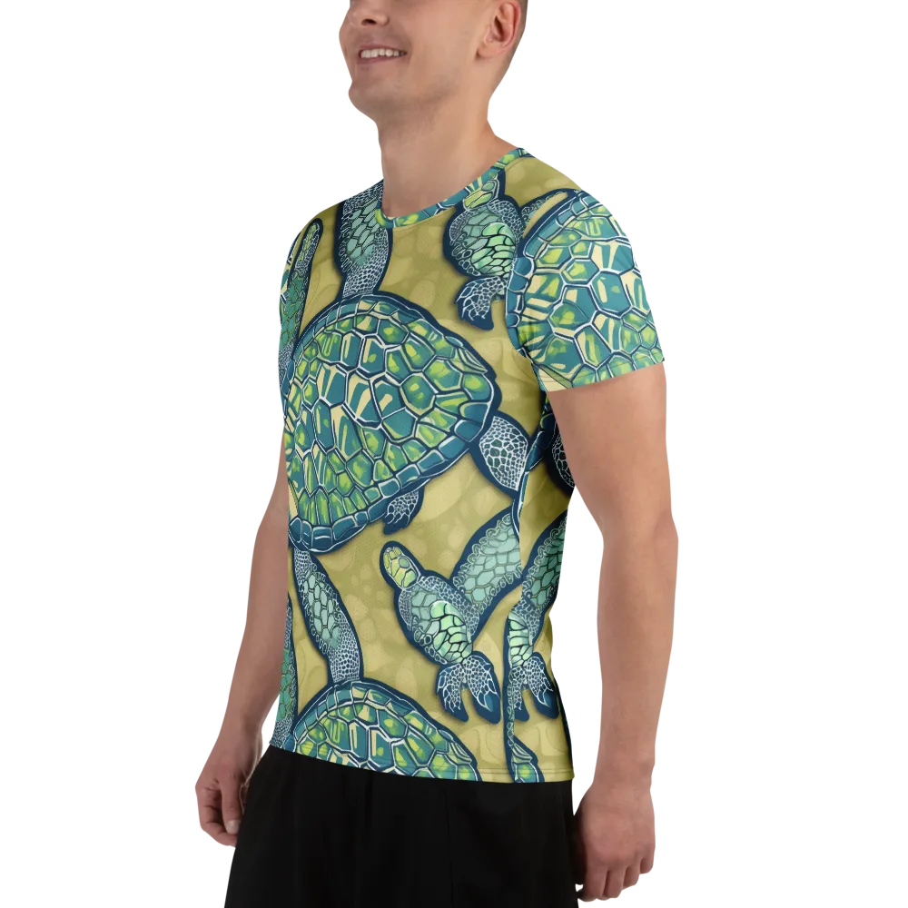 Sea Glass Tortoises on Men's Athletic T-Shirt — Left