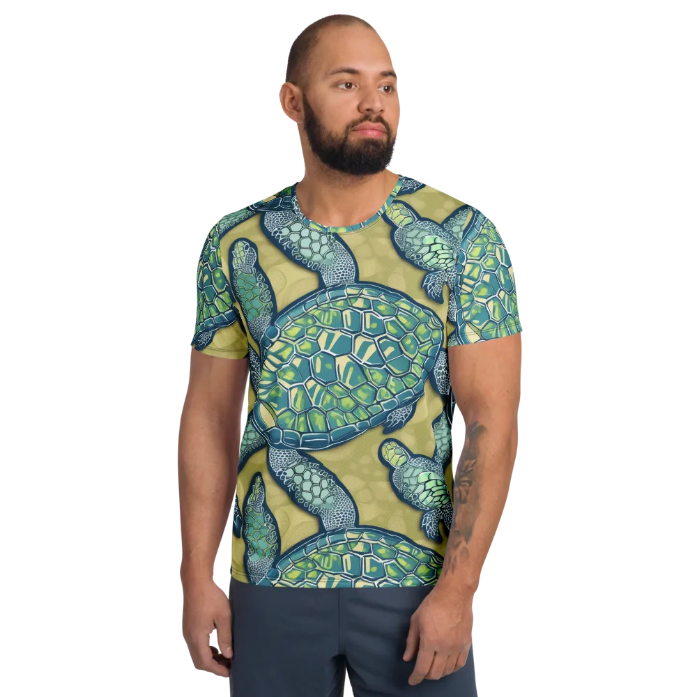 Sea Glass Tortoises on Men's Athletic T-Shirt — Front