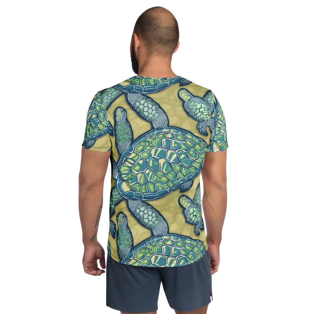 Sea Glass Tortoises on Men's Athletic T-Shirt — Back