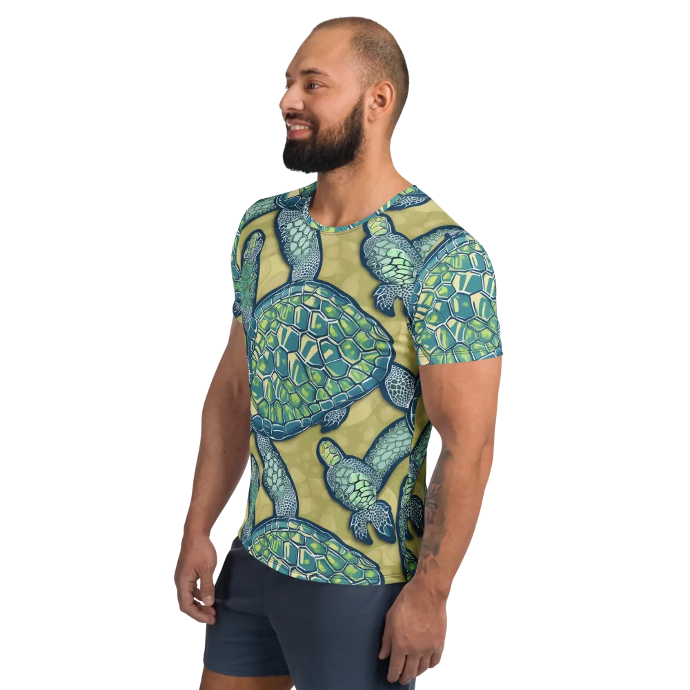 Sea Glass Tortoises on Men's Athletic T-Shirt — Left