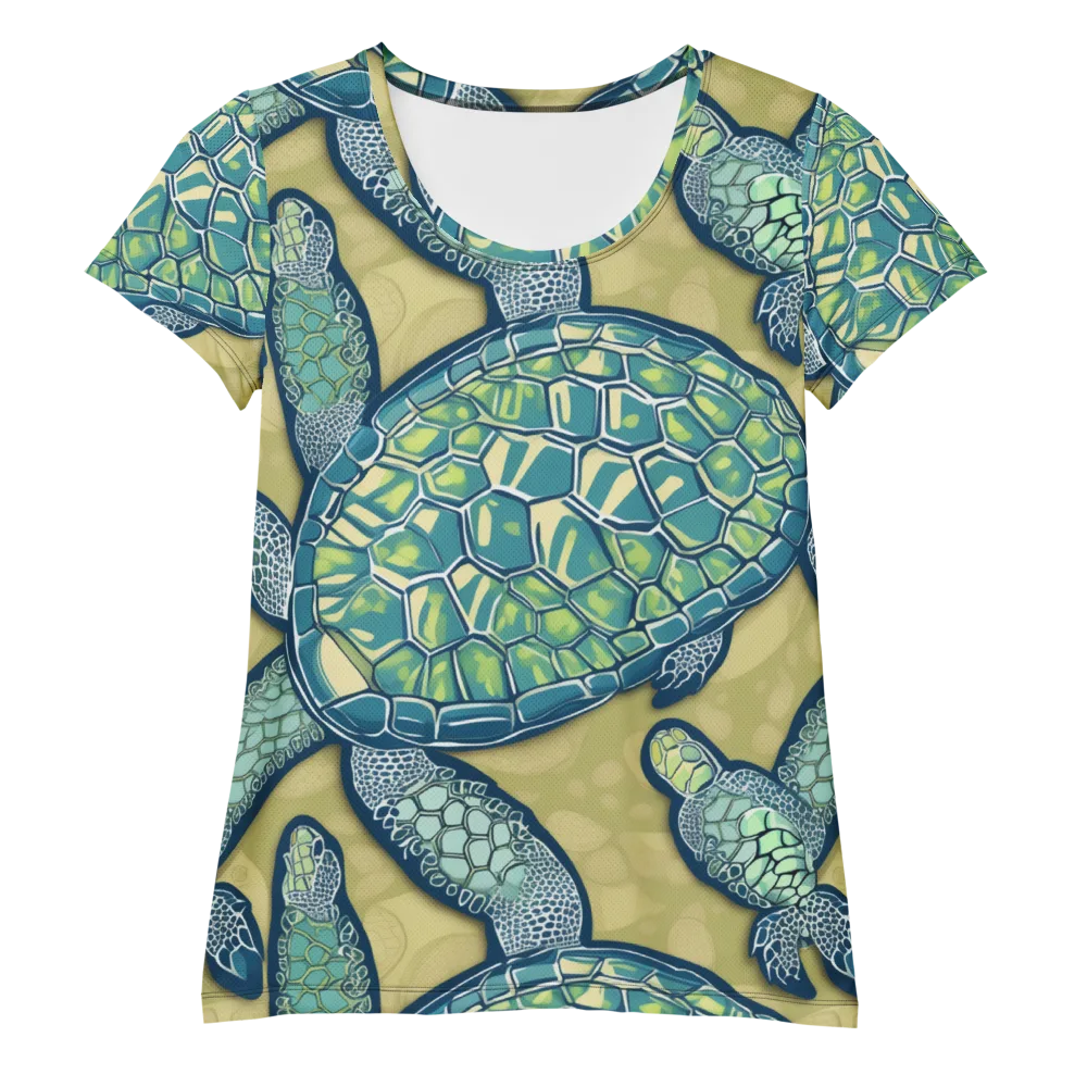Sea Glass Tortoises on Women's Athletic T-Shirt — Front