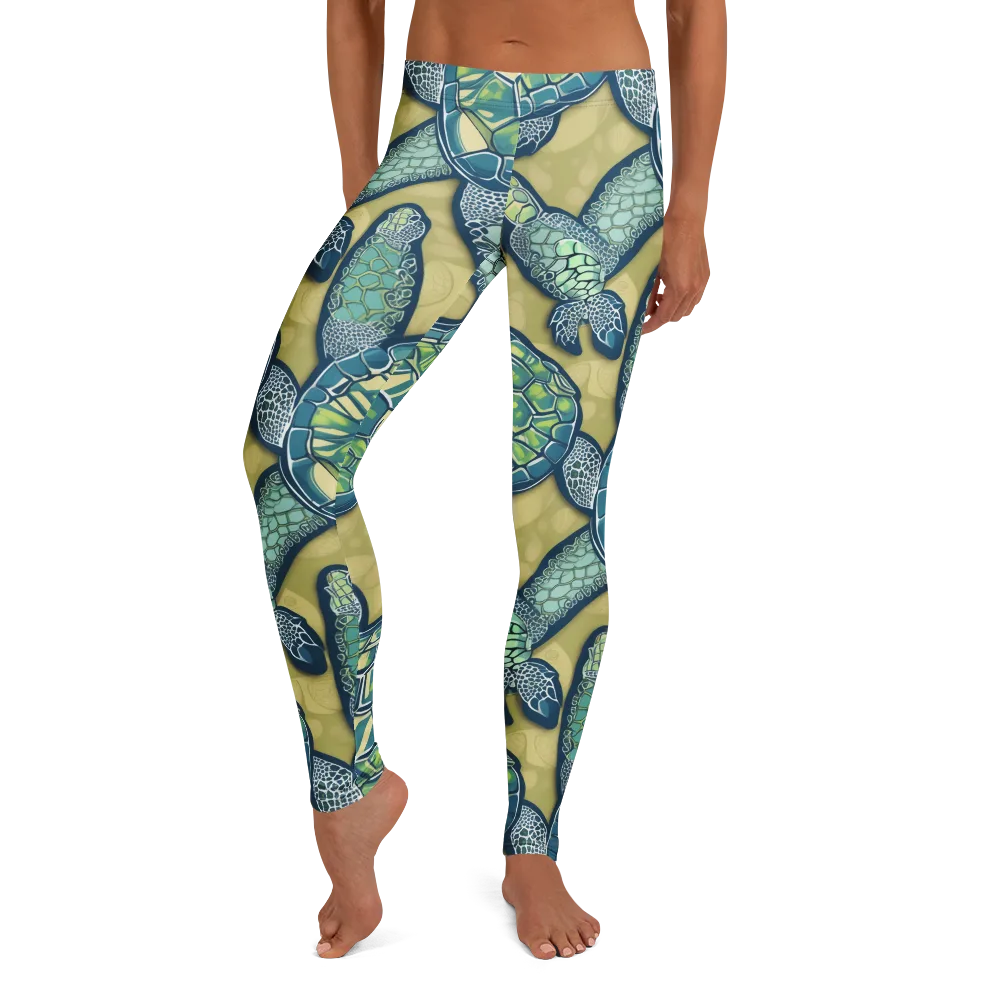 Sea Glass Tortoises on Leggings — Front