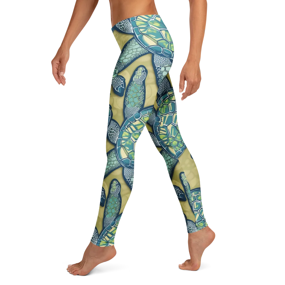 Sea Glass Tortoises on Leggings — Left