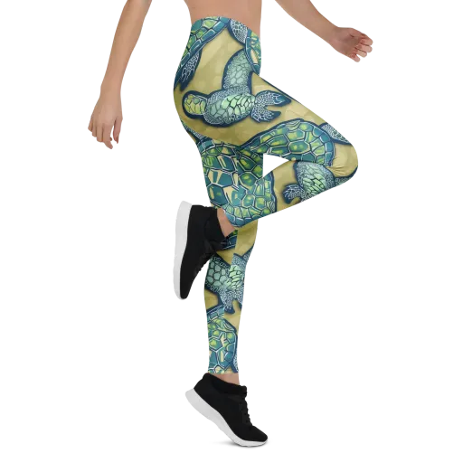 Sea Glass Tortoises on a Leggings