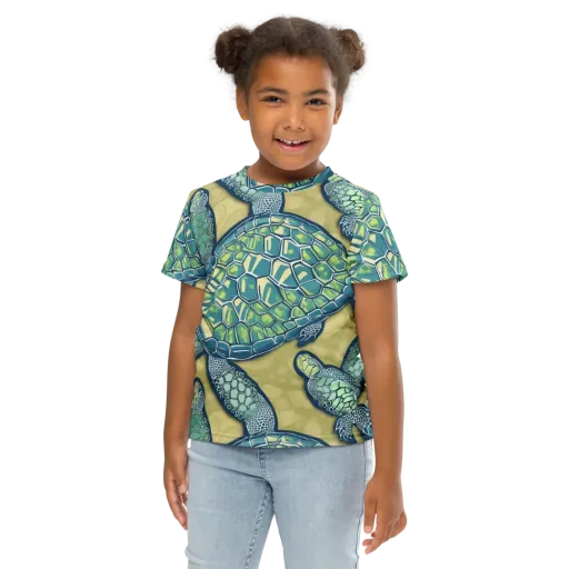 Sea Glass Tortoises on a Kids Crew Neck T-Shirt
