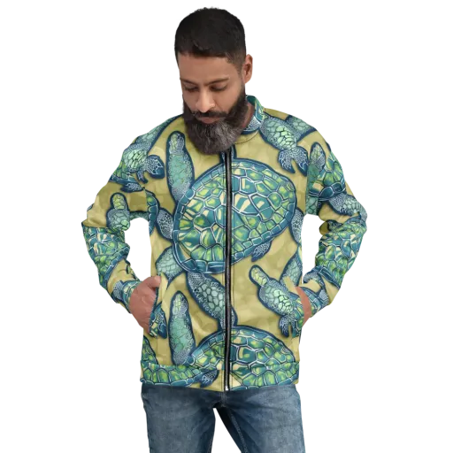 Sea Glass Tortoises on a Bomber Jacket