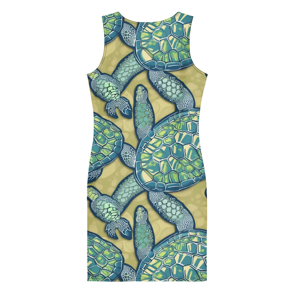 Sea Glass Tortoises on Bodycon Dress — Back