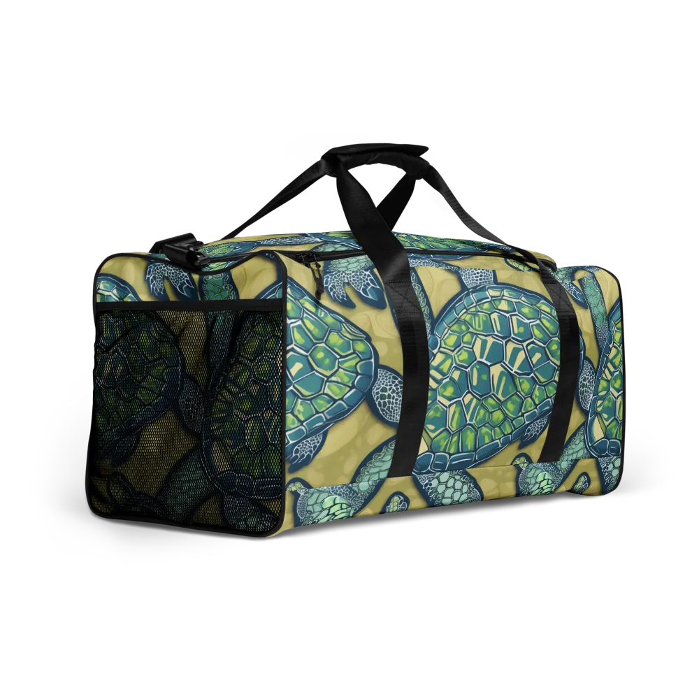 Sea Glass Tortoises on Duffle Bag — Right Front