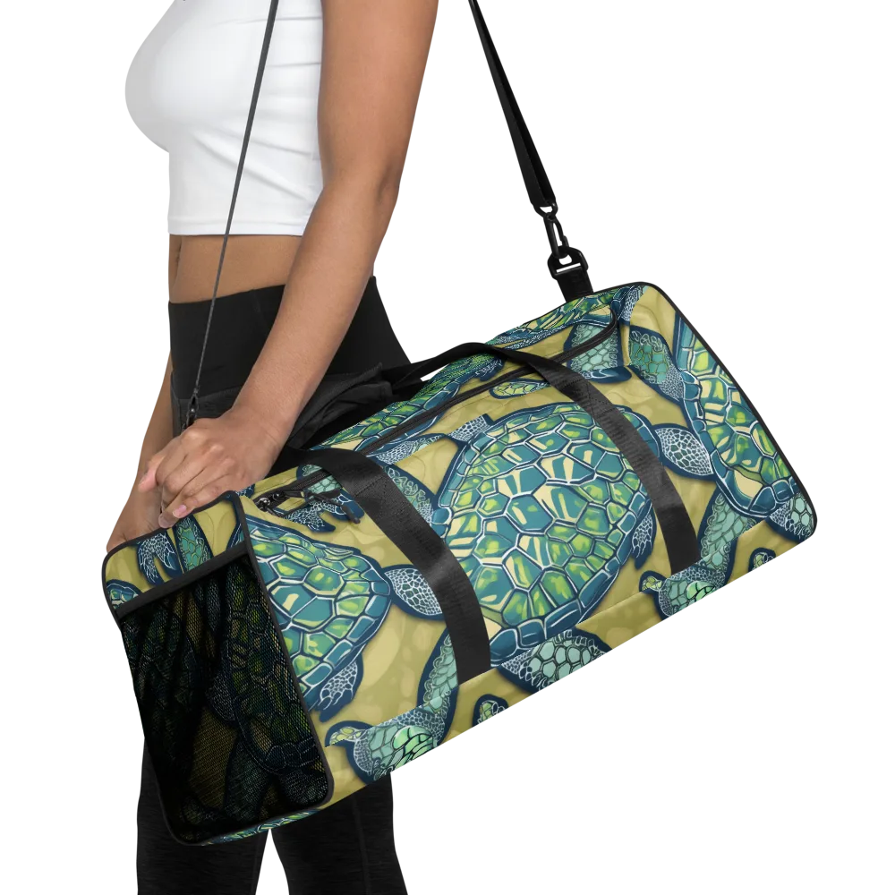 Sea Glass Tortoises on Duffle Bag — Front