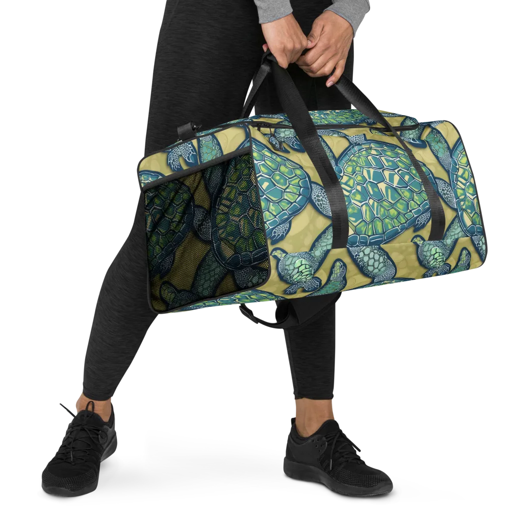Sea Glass Tortoises on Duffle Bag — Right Front