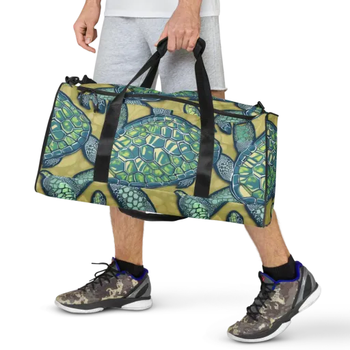 Sea Glass Tortoises on a Duffle Bag