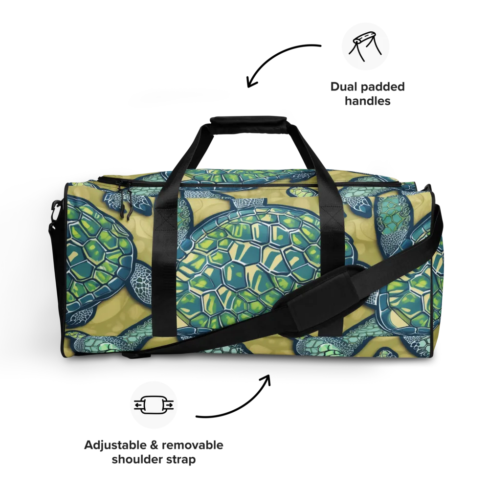 Sea Glass Tortoises on Duffle Bag — Front