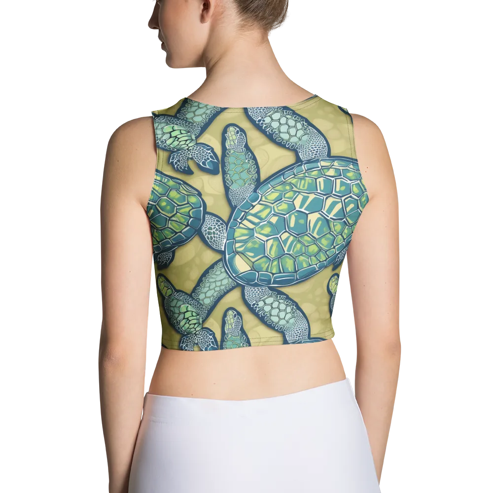 Sea Glass Tortoises on Crop Top — Back