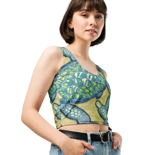Sea Glass Tortoises on a Crop Top