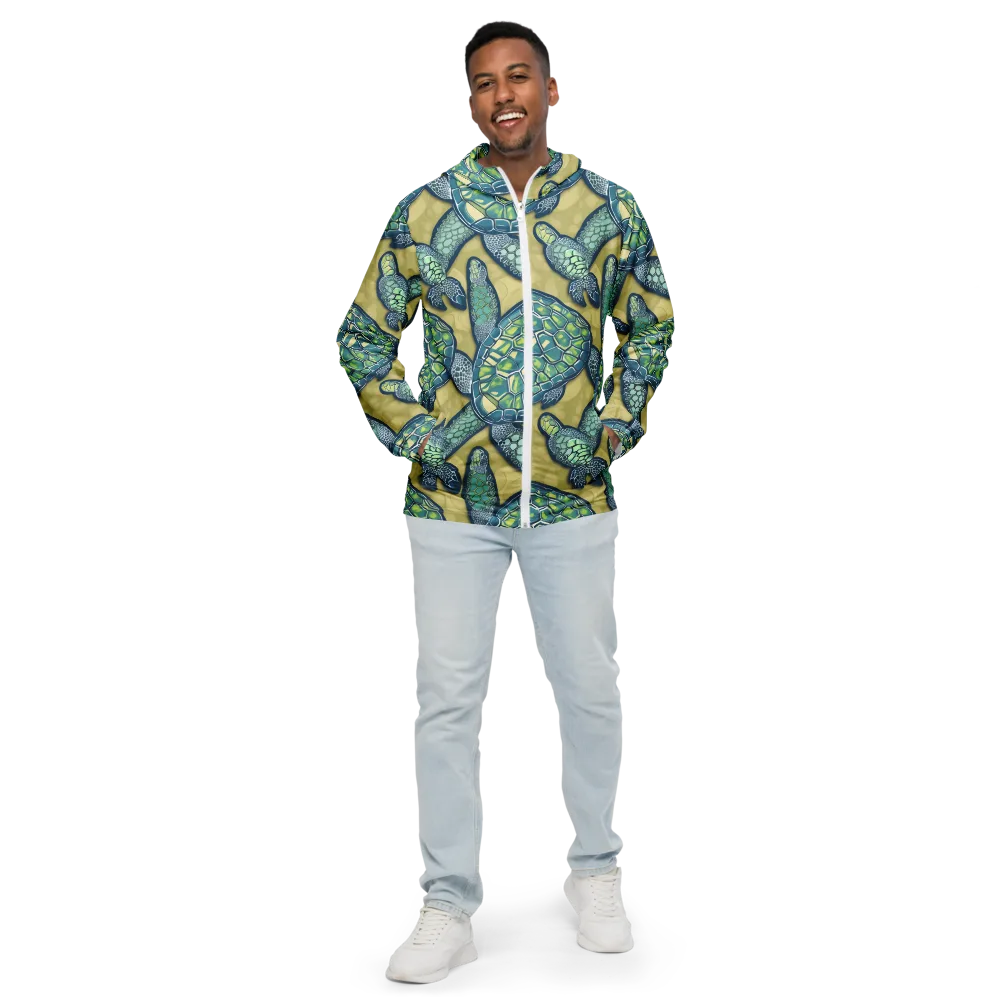 Sea Glass Tortoises on Men's Windbreaker — Front