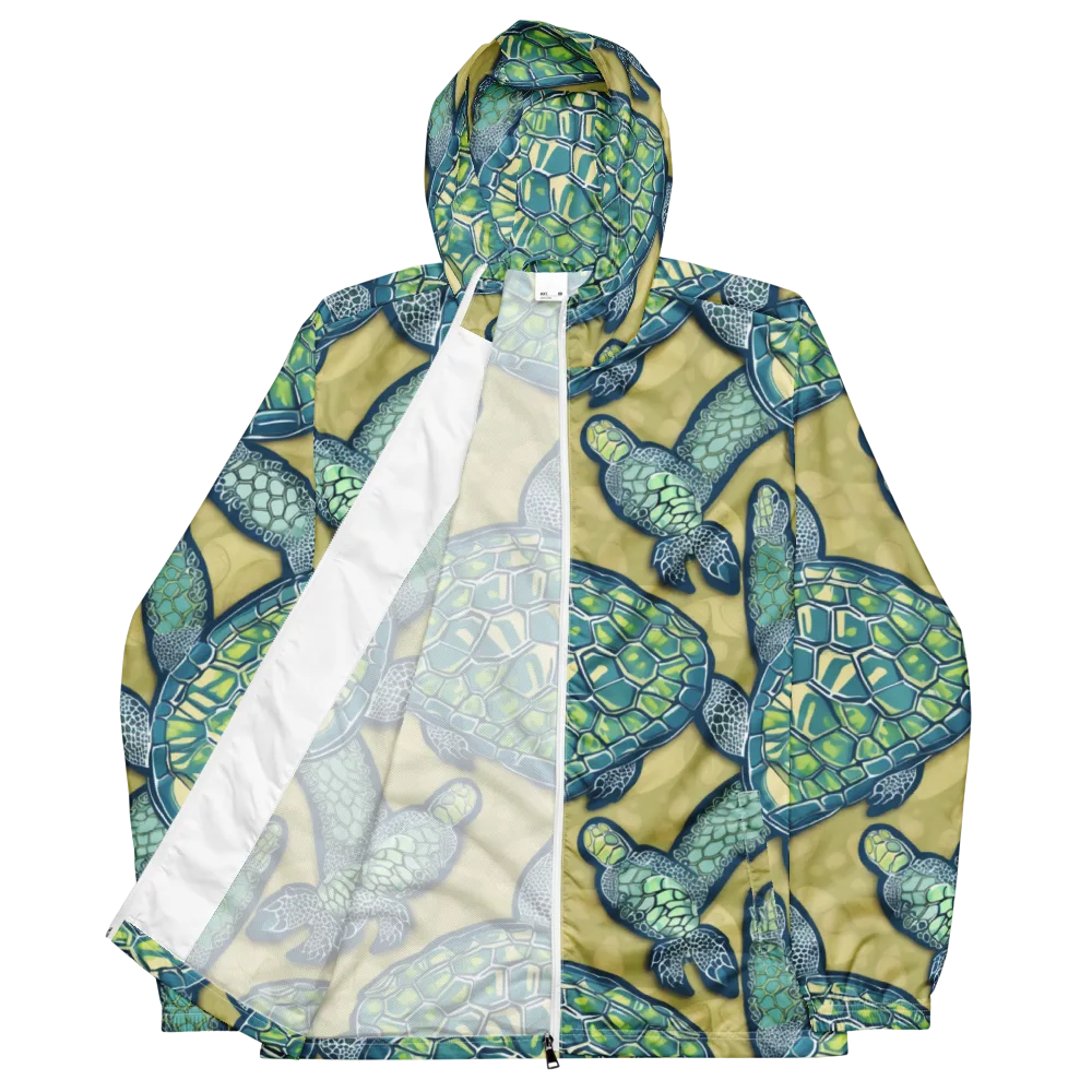 Sea Glass Tortoises on Men's Windbreaker — Front