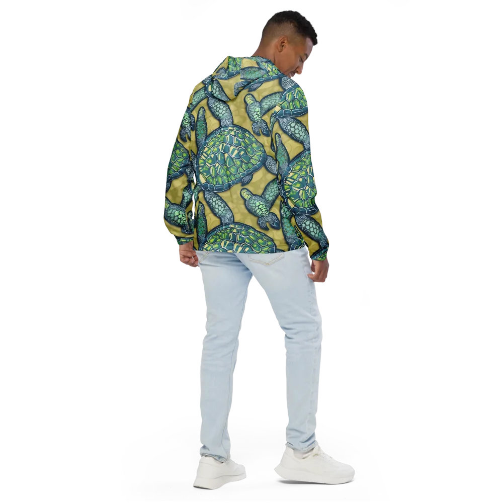 Sea Glass Tortoises on Men's Windbreaker — Back
