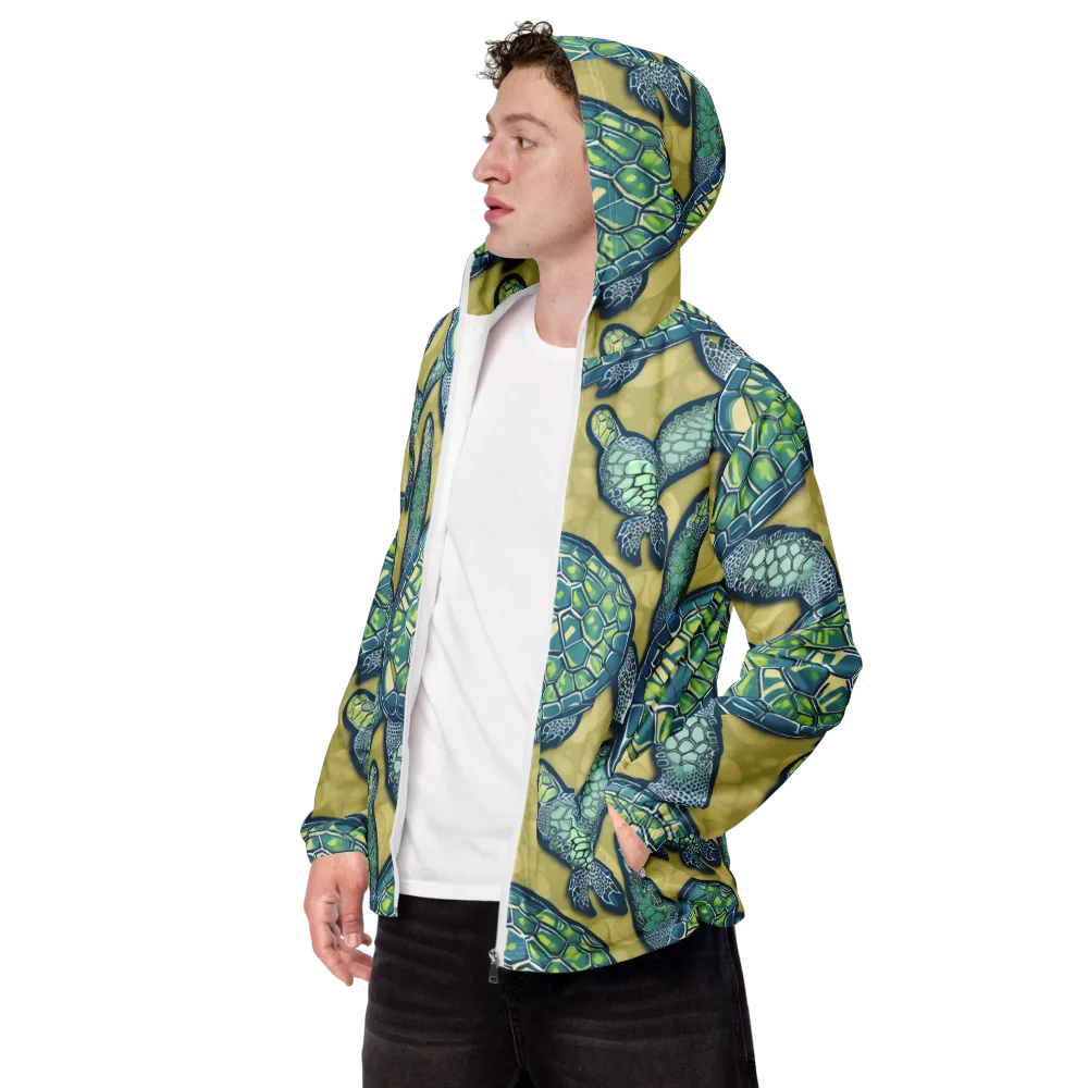 Sea Glass Tortoises on Men's Windbreaker — Left Front