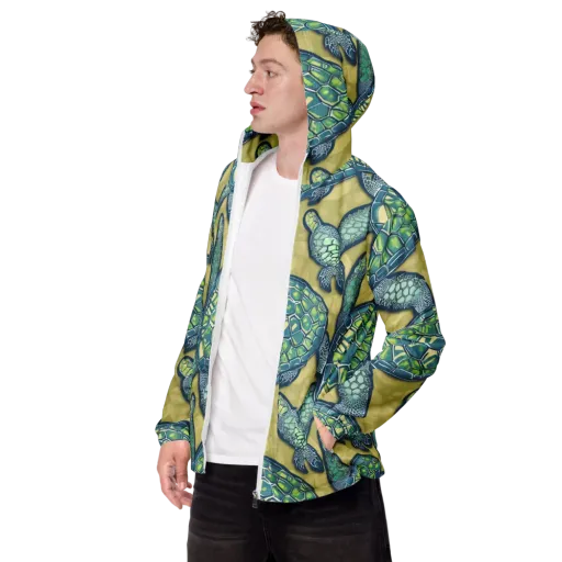 Sea Glass Tortoises on a Men's Windbreaker