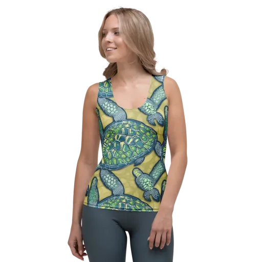Sea Glass Tortoises on a Women's Tank Top