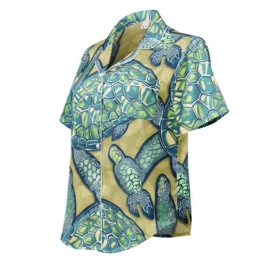 Sea Glass Tortoises on a Women's Short Sleeve Pajama Top