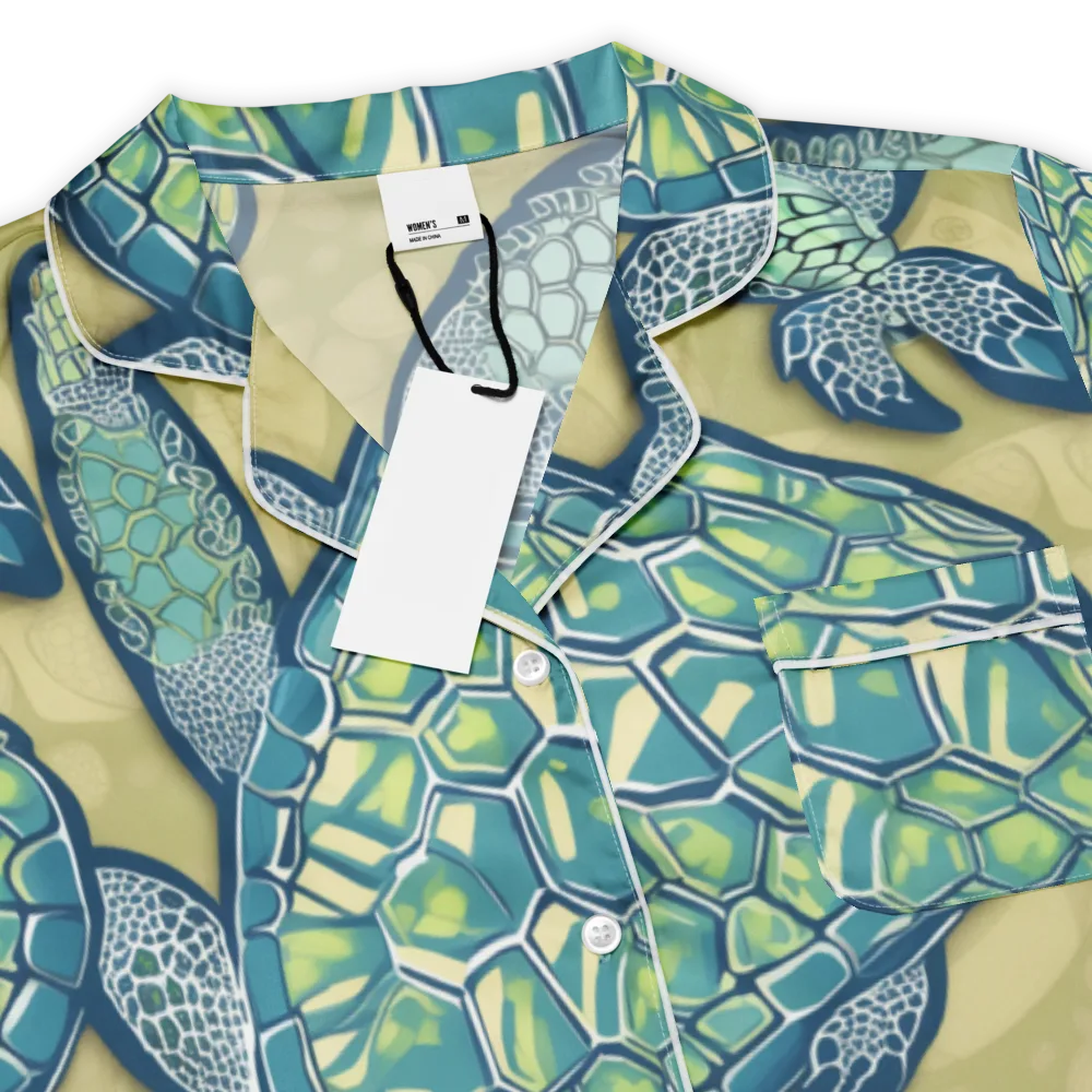 Sea Glass Tortoises on Women's Short Sleeve Pajama Top — Product details