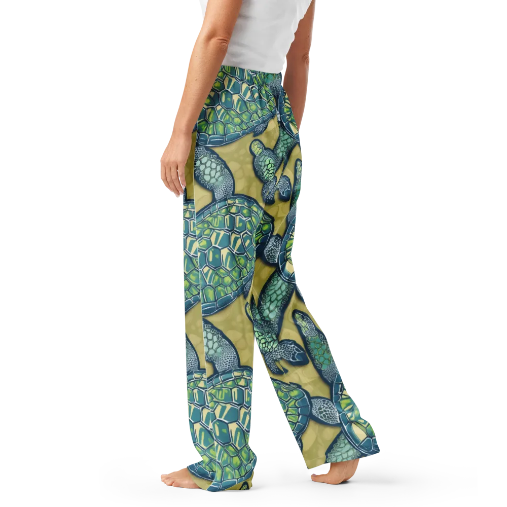 Sea Glass Tortoises on Women's Pajama Pants — Left