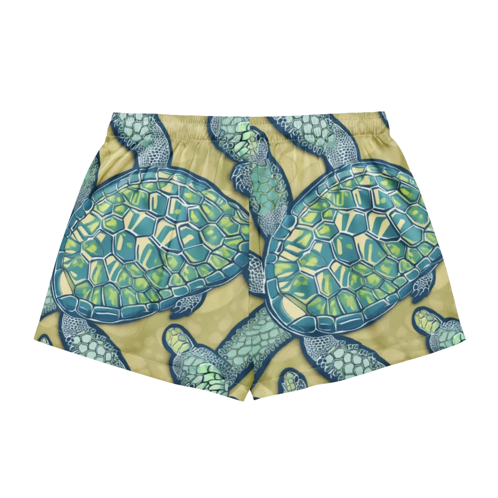 Sea Glass Tortoises on Women's Pajama Shorts — Back