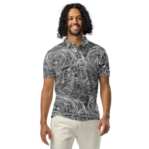 Ink Tide on a Men's Slim Fit Polo Shirt